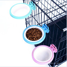 Cuenco del alimentador de la jaula para el animal doméstico pequeño, plato del cuenco del alimentador del agua de la comida con el tenedor del perno para el pájaro del gato del perro casero